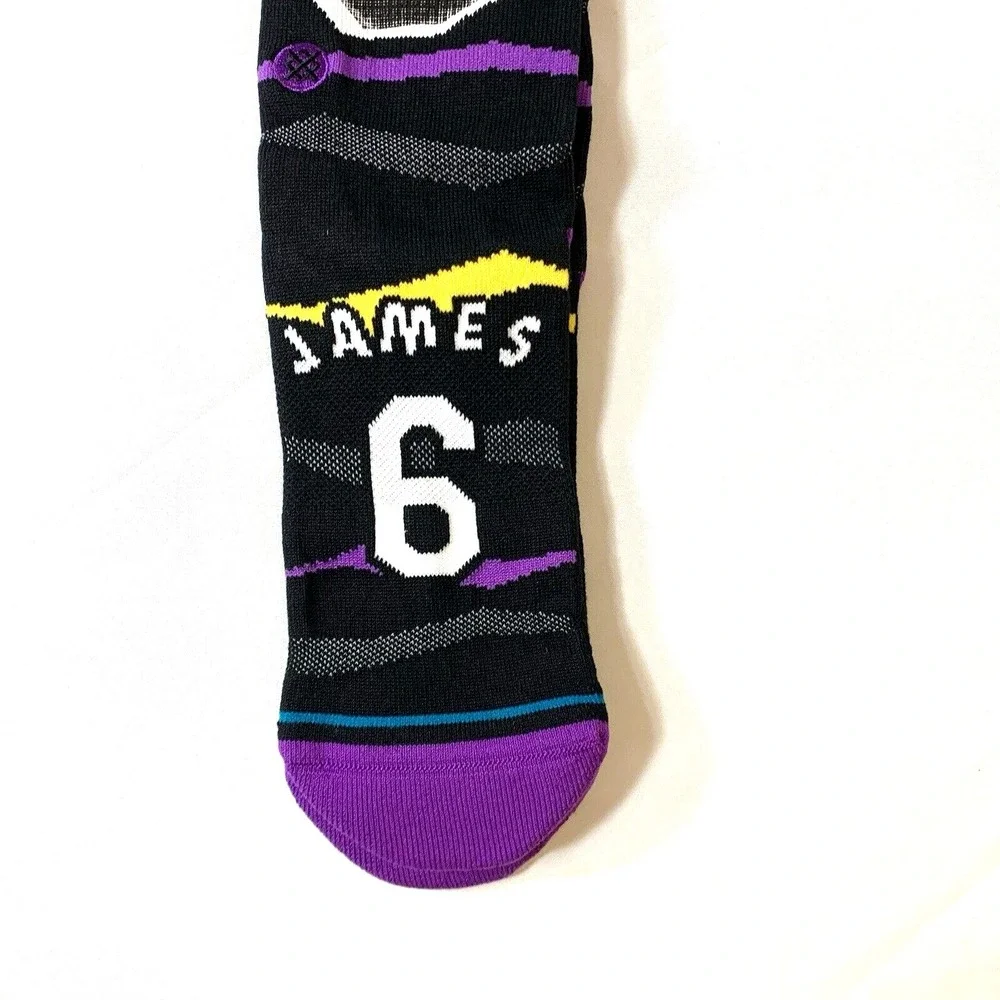 NEW Stance Socks Mens Large NBA Faxed LeBron James Crew Mid Cushion Cotton Blend